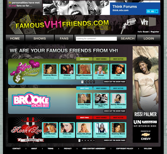 Famous VH1 Friends Homepage
